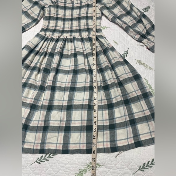 EUC Madewell Lucie Elbow Sleeve Smocked Mini Dress Lebaum Plaid Cotton Small - Picture 9 of 15